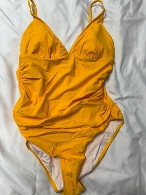 Cupshe Bright Yellow Ruched One-Piece Swimsuit